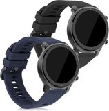 kwmobile 2x horlogebandjes geschikt voor Huami Amazfit GTR (47mm) / GTR 2 / GTR 2e / GTR3 / GTR 3 Pro bandje - Smartwatch bandjes van TPU - Activity tracker horloge band in zwart / donkerblauw