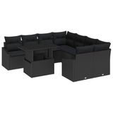 vidaXL Tuinbank Set 9-delig Zwart Poly Rattan