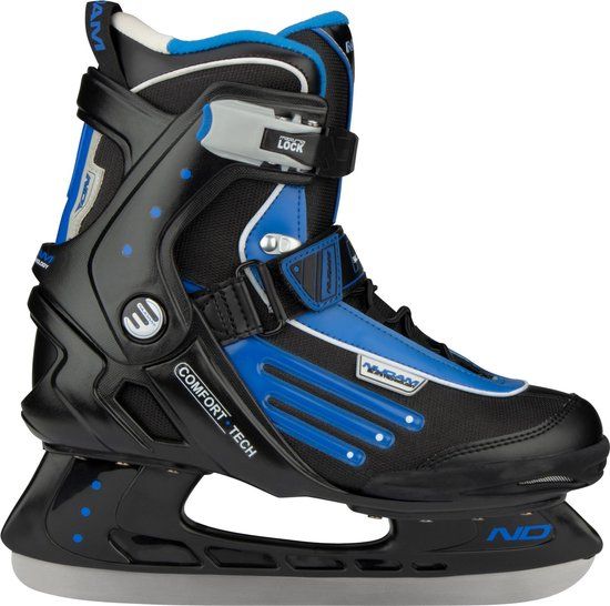 Nijdam IJshockeyschaats - Semi-Softboot - Zwart/Blauw - Maat 42