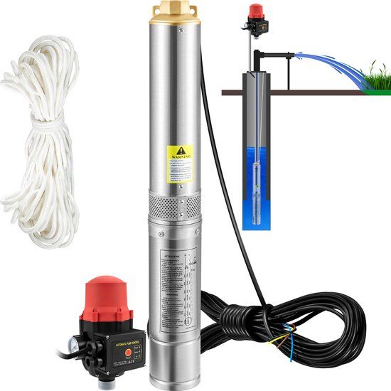 VEVOR 3" Diepe Bronpomp 550W Bronpomp Max. Opbrengst 50 L/Min Dompelpomp Max. Opvoerhoogte 89 M Dompelpomp Zandbestendig