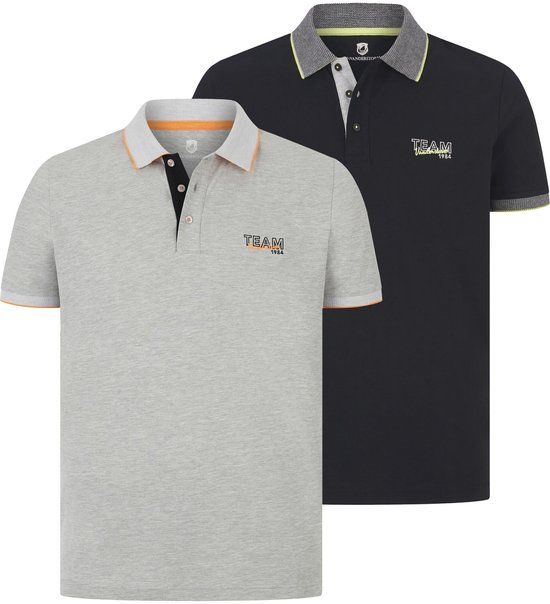 Jan Vanderstorm heren Poloshirts, Set Van 2 - 52/54 - zilvergrijs - Plus Size