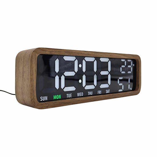 Karlsson Wekker Madera - Donkerhout - 25.5x8.2x4.8cm - Modern - Wekker voor slaapkamer - Wekkers