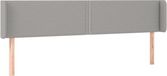 vidaXL Hoofdbord met randen 183x16x78/88 cm stof lichtgrijs