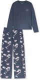 SCHIESSER Pyjama lang Dames blauw-grijs Dierenprint