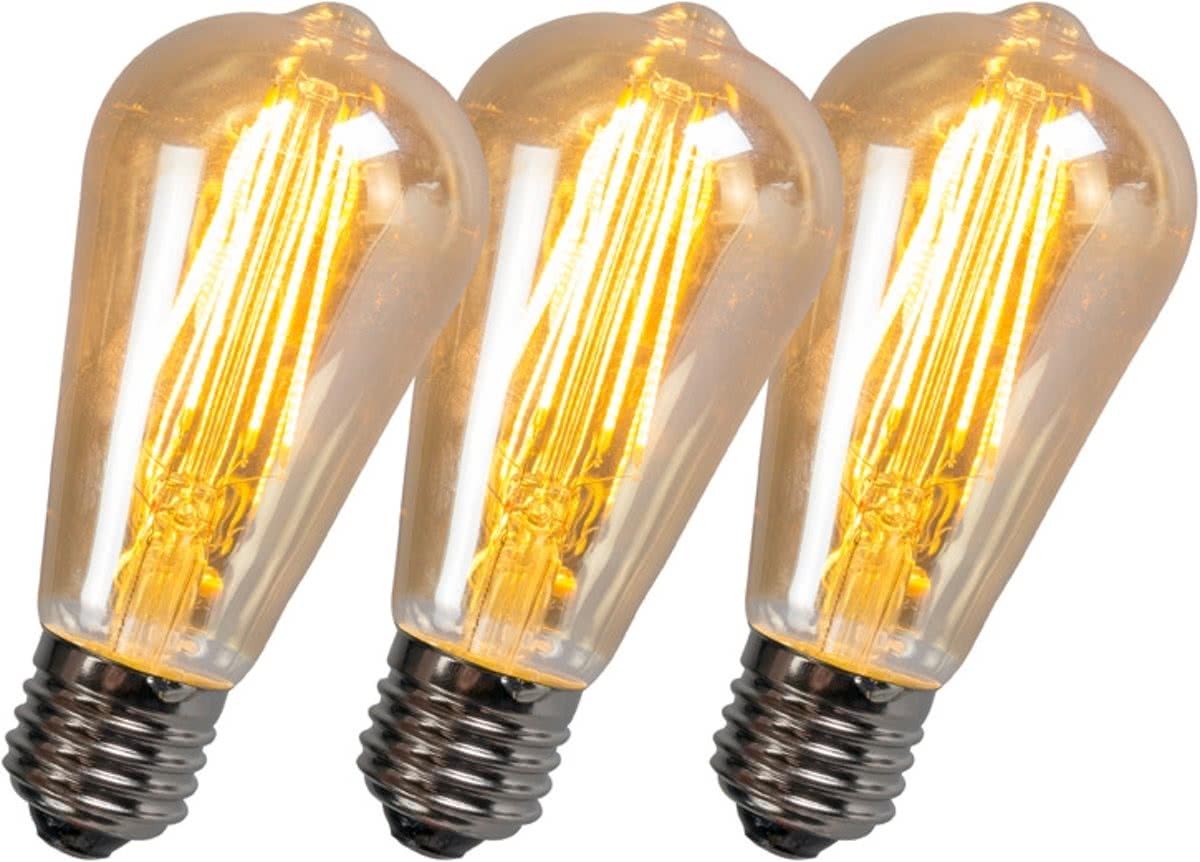 QAZQA Filament LED lamp ST64 5W 2200K goud dimbaar set van 3