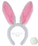Henbrandt Sexy bunny verkleed set - blanc - femmes - 3 pièces - lapin - lièvre