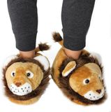 Merkloos Angro BV Pluche leeuw dierensloffen/pantoffels voor volwassenen - Unisex - Bruin - Maat 42/44