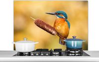 KitchenYeah Spatscherm keuken 100x65 cm - IJsvogel - Aluminium
