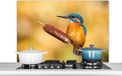 KitchenYeah Spatscherm keuken 100x65 cm - IJsvogel - Aluminium