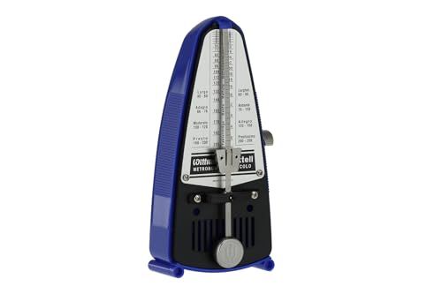 Wittner Taktell Piccolo 830 Serie Metronoom kunststof behuizing zonder bel blauw mechanisch opwindmechanisme geen batterijen nodig Made in Germany