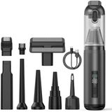 Aspirateur à main sans fil sans marque pour voiture - Aspirateur portable rechargeable pour voiture - Noir - 7 accessoires - 16000Pa