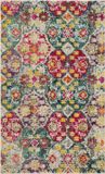 Safavieh Monaco Collectie MNC248 Boho Chic Geweven Vloerkleed, Grijs & Fuchsia, 91 x 152 cm