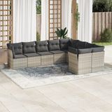 Maison Exclusive - Ensemble de jardin, 9 pièces, avec coussins, en polyrotin gris clair
