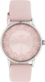 OOZOO Timepieces - Zilverkleurig horloge met roze leren band - C10932 - Ø35