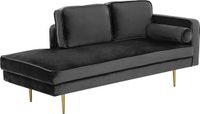 Beliani MIRAMAS Chaise Longue - Velvet - Black - Right Side - Beliani