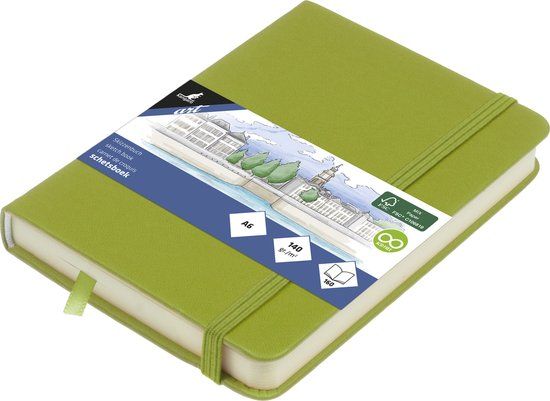 Kangaro Schetsboek - A6 - Lime Green - PU-Hardcover - 80 Pagina's