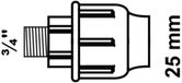 KIRCHHOFF PP overgangsstuk, 25 mm x 3/4"BU, knelfitting voor tyleen/socarex