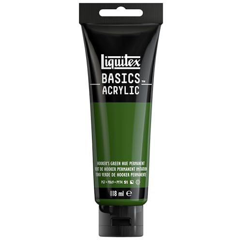 Liquitex Basics 8870044 Monopigmenteerde acrylverf, kunstenaarspigmenten, lichtecht, gemiddelde viscositeit, archiefkwaliteit, zijdeglanzende afwerking, 118ml - Hooker's Green