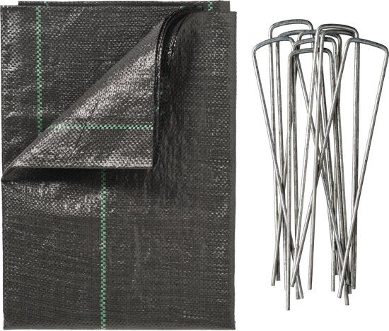 Nature Gronddoek 2x5 m + pennen 10x - zwart