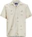 Jack & Jones Resort overhemd Relaxed Fit Katoen Effen Korte mouw Klassieke kraag Borstzak Knopen Heren L Moonbeam