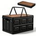 Boîte de rangement pliable avec couvercle en bois, 30 litres