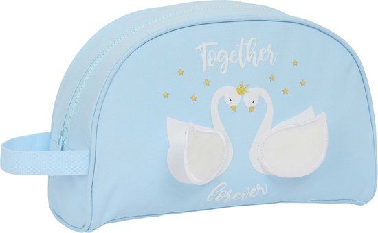 GLOWLAB Toilettas Zwanen - Blauw - 28 x 18 x 10 cm - Polyester - 5 l