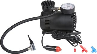 Dunlop Automotive Dunlop compressor - bandenpomp - met manometer - max 250 psi / 17 bar - met 3 opzetstukken - autostekker - 12V