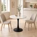 OKWISH Ronde Eettafel – 80 Cm – Wit Zwart – Marmerlook