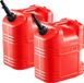Brandstofcontainer, 19 litres, réservoir d'essence avec bec verseur et échelle graduée claire, débit maximal de 15 litres par minute, sûr et étanche, récipient de liquide plat portable adapté à la plupart des voitures, motos, quads et UTV, rouge, 2 stu