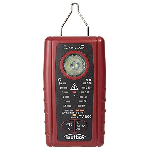 Testboy TV 800 laag-ohmp-apparaat met 200 mA conform EN 61557-4 (doorgangstest incl. spanningstest tot 300 V AC/DC, geïntegreerde high-performance LED, contactloze spanningstester), rood
