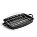 Merten & Storck Carbon Steel Voorgekruid Inductiebraadslede van Koolstofstaal 47x27x6 cm met Uitneembaar Roestvrijstalen Braadrooster, Ovenbestendig tot 300°C, Zwart