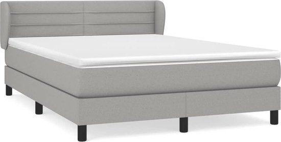 vidaXL Boxspring met matras stof lichtgrijs 140x190 cm