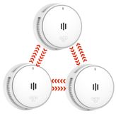 Merkloos Rookmelder draadloos gekoppeld - 10 jaar batterij - 85 dB - Set van 3 - Voldoet aan En14604