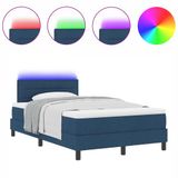 vidaXL Boxspringbed met LED-stripverlichting Blauw 120 x 190 cm Stof