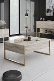 Merkloos Asir - Salontafel - Travertijn, goud - 90 x 60 x 40 cm