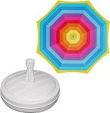 Merkloos Tuin parasol - met vulbare parasolvoet - doek multi kleuren gestreept - D180 cm - polyester