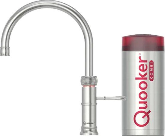 Quooker Classic Fusion round kokend water kraan RVS met COMBI+ boiler