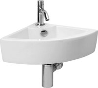 Differnz Keres Hoekfonteinset - 32x32cm - Wit - Gebogen Kraan - Keramiek