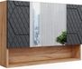 Vicco Irma meuble de salle de bain avec miroir – 80,1 x 55 cm anthracite avec structure en nid d'abeille
