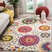Safavieh Boho Chic tapijt voor woonkamer, eetkamer, slaapkamer - Monaco Collection, korte pool, ivoor en multi, 160 x 160 cm