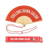 Fisura Originele waaier met opschrift "c*llons quina calor", moderne houten waaiers, rood-wit, 42,5 x 23 cm, Quina Calor, rood, 24 x 4 x 1,5