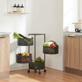 [en.casa] Keukentrolley Steigen met 4 manden rond staal 74,5xØ33 cm zwart