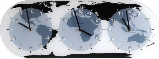 NeXtime Mondial Wandklok - 50 cm - Glas - Wit - Ovaal