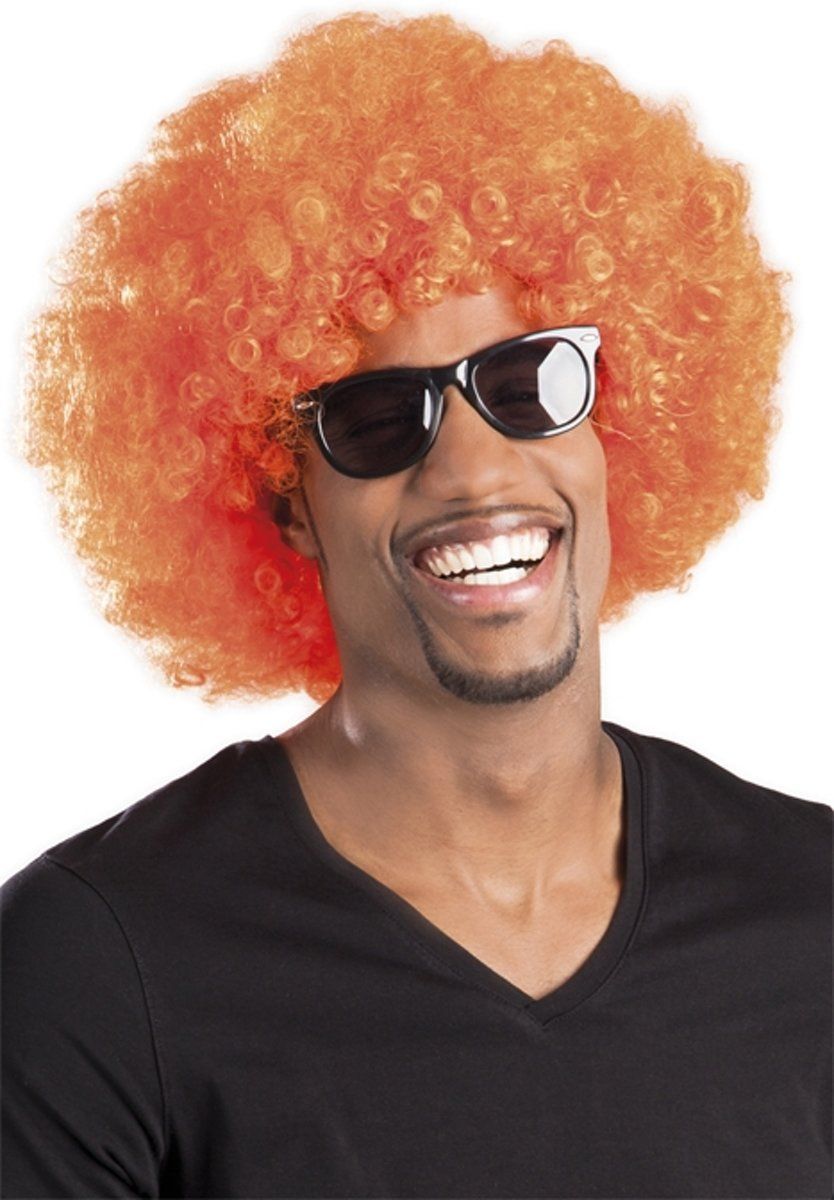 Generik Oranje disco afropruik voor volwassenen - Verkleedpruik