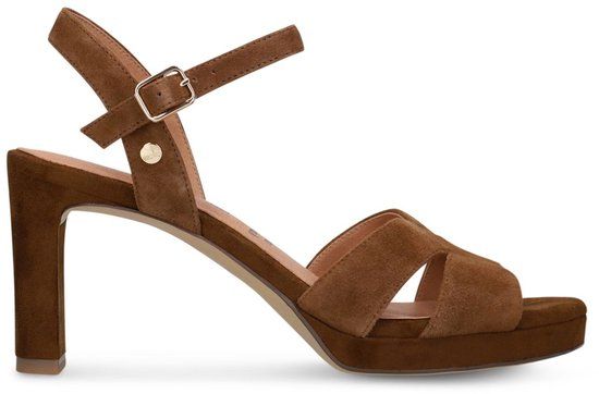 No Stress Dames Bruine suède sandalen met hak - Maat 36