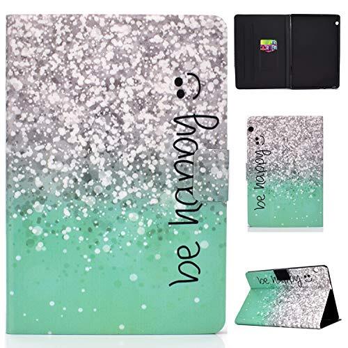 Bspring Hoes Case voor Huawei MediaPad T5 10 Huawei Mediapad T5 10.1 inch PU Leader Beschermhoes Wallet Case Cover met kaartenvak en standaard voor Huawei Mediapad T5 10 10.1 Etui, groen drijfzand