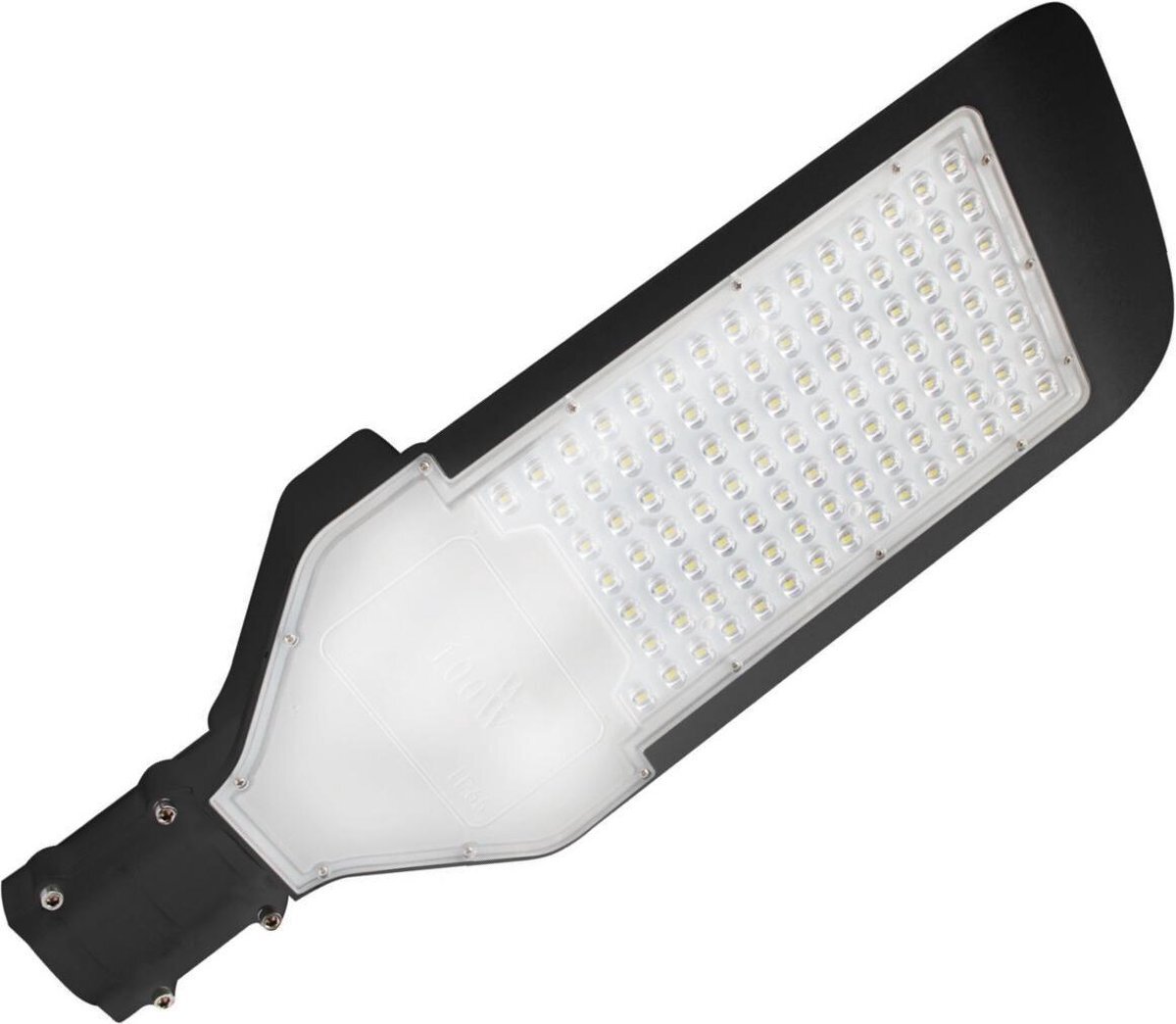 Qualu LED Straatlamp - Orny - 100W - Helder/Koud Wit 6400K - Waterdicht IP65 - Mat Zwart - Aluminium