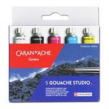 Caran d'Ache 3 primaire kleuren + zwart + wit, 21 ml.