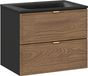 Casella Meuble de salle de bain 60 cm avec plateau de lavabo noir, modèle Casella, couleur noir