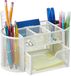 Merkloos Relaxdays Pennenbak met lade - Metaal - Wit - 10,5 x 22 x 11 cm